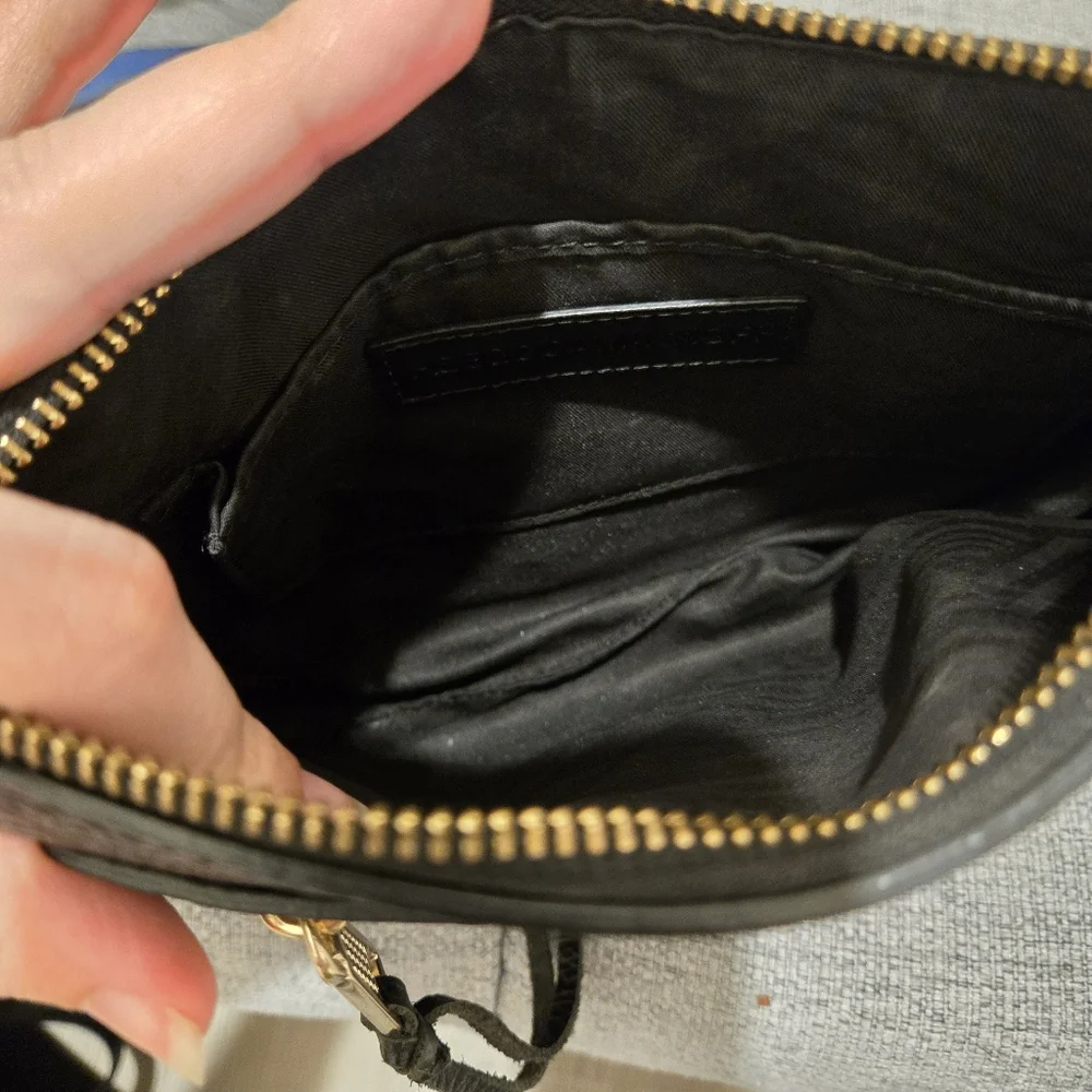 Rebecca Minkoff Black Crossbody Chain Wallet with Gold Hardware